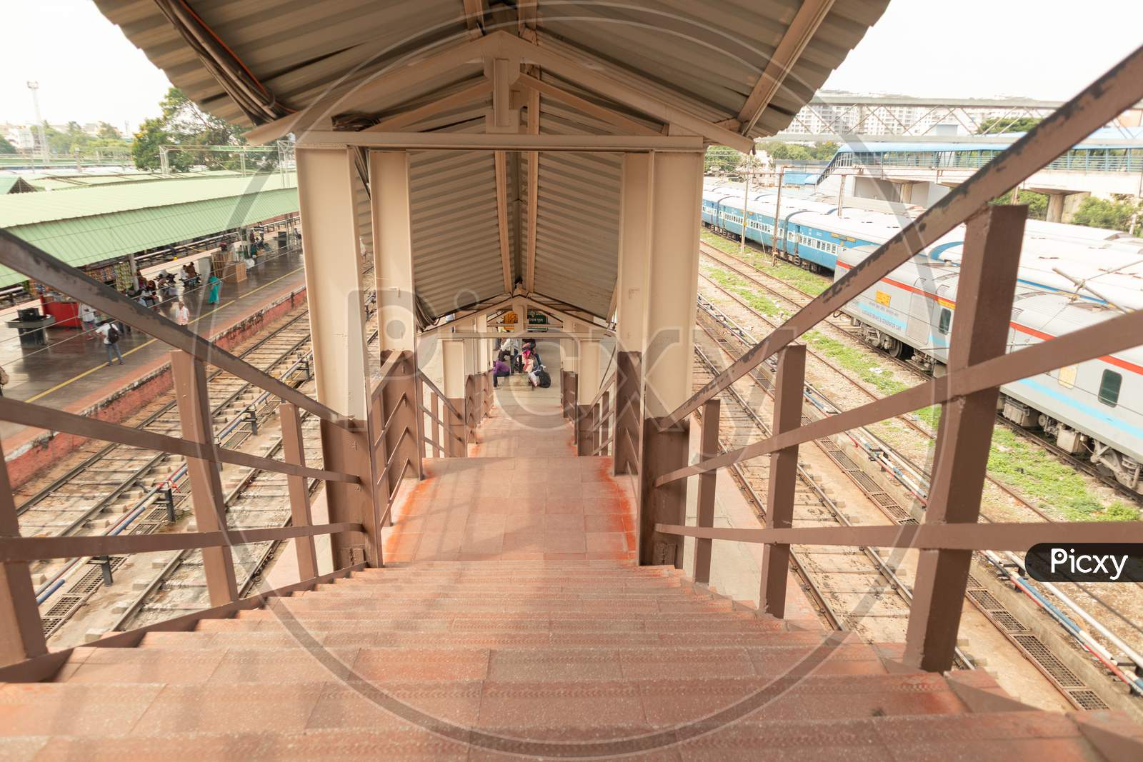 Bangalore India June 3, 2019 : Old Retro Staircase In Railway Station.