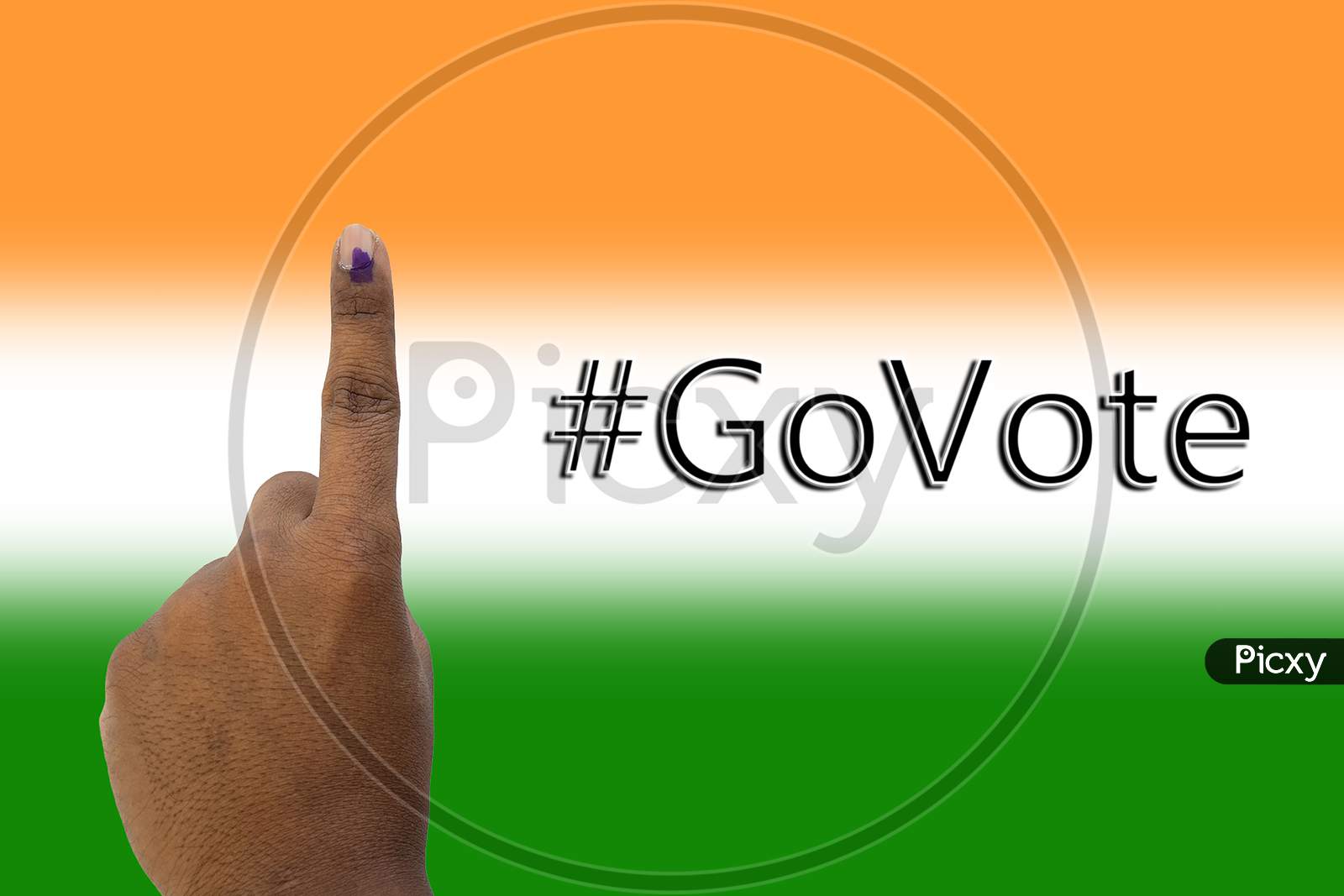 Go Vote And Hand Showing Of Indian Election Polling On Indian Flag