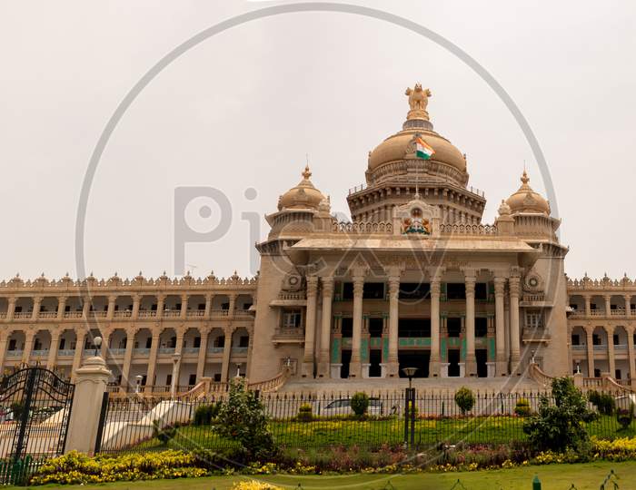 Bangalore India - June 3, 2019 : Panoramic View Of Vidhana Soudha At Bengaluru.