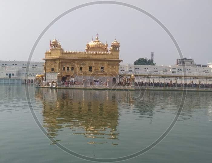 Beautiful view of Amritsar in Punjab amidst the golden water