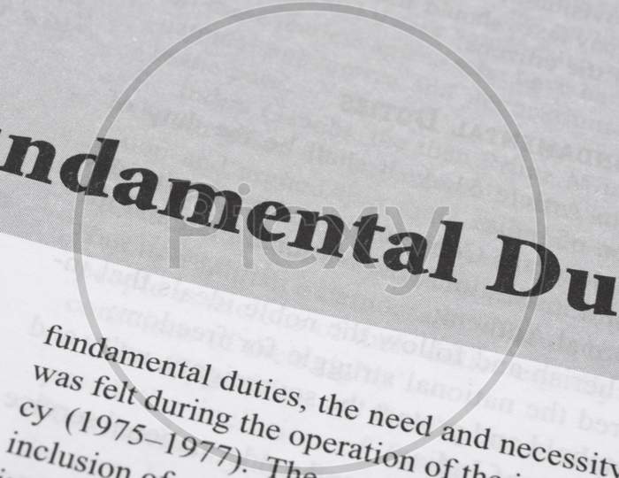 Fundamental Duties Printed In Book With Large Letters.
