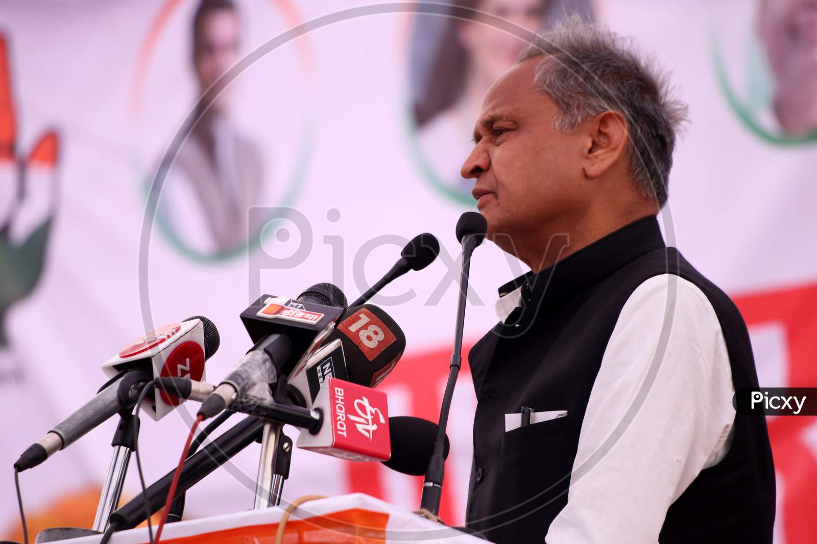 Rajasthan Chief Minister Ashok gehlot participate in a campaign rally ahead of Lok Sabha Elections, 2019 in Ajmer, Rajasthan.