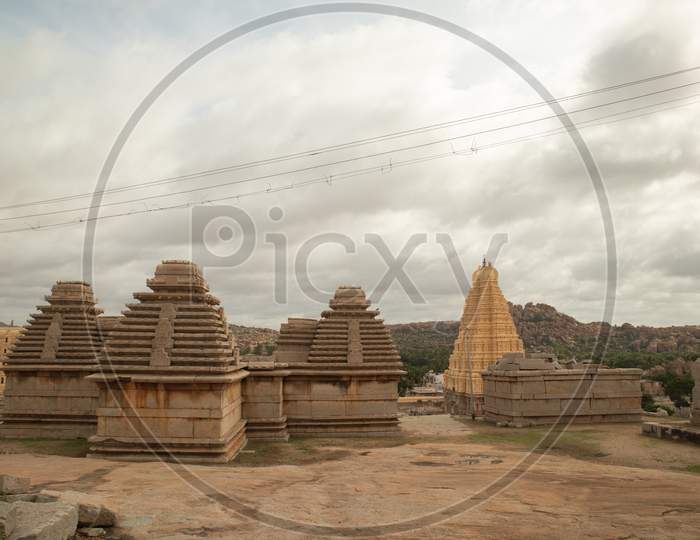 Virupaksha Hindu Temple Gopuram Captured From Hemakuta Hill