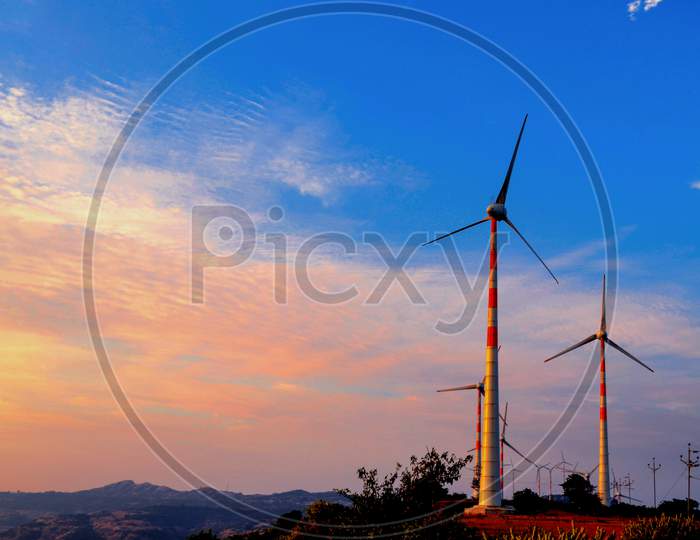 Wind Turbine with beautiful shade of sky