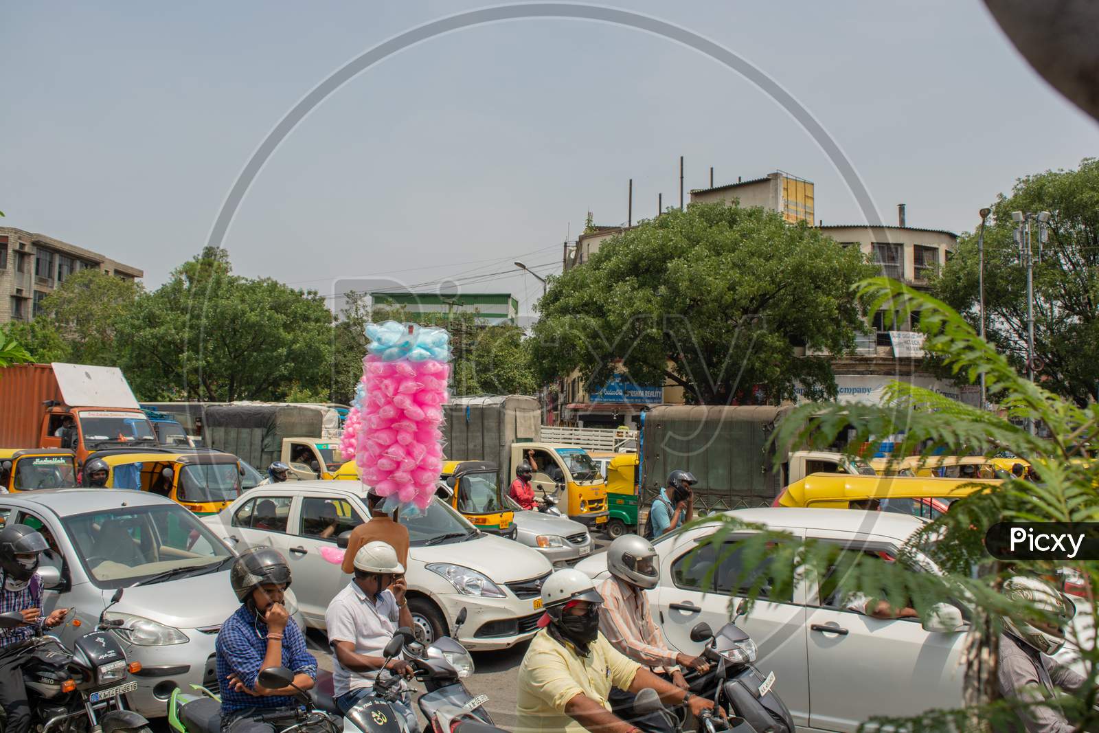 Bangalore, Karnataka India-June 04 2019 : Bengaluru City Traffic Near Town Hall, Bengaluru, India.