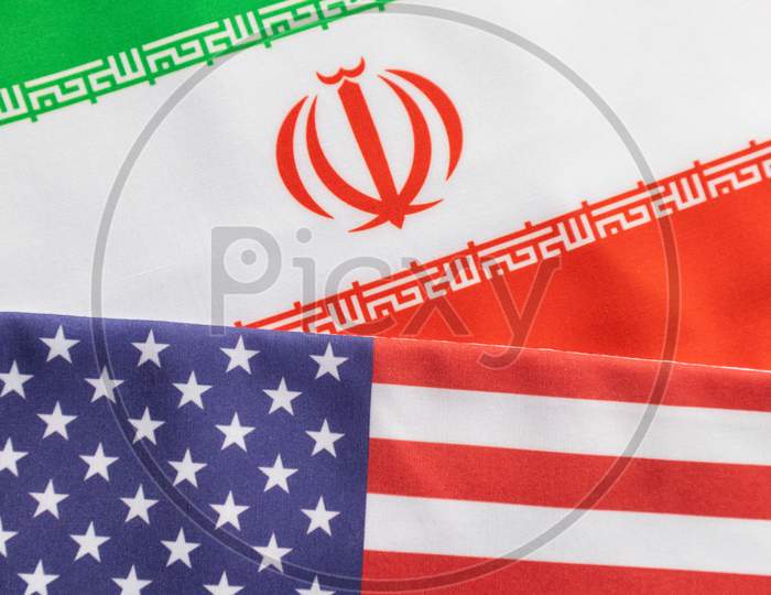 Concept Of Bilateral Relations Of Us And Iran Showing With Flag
