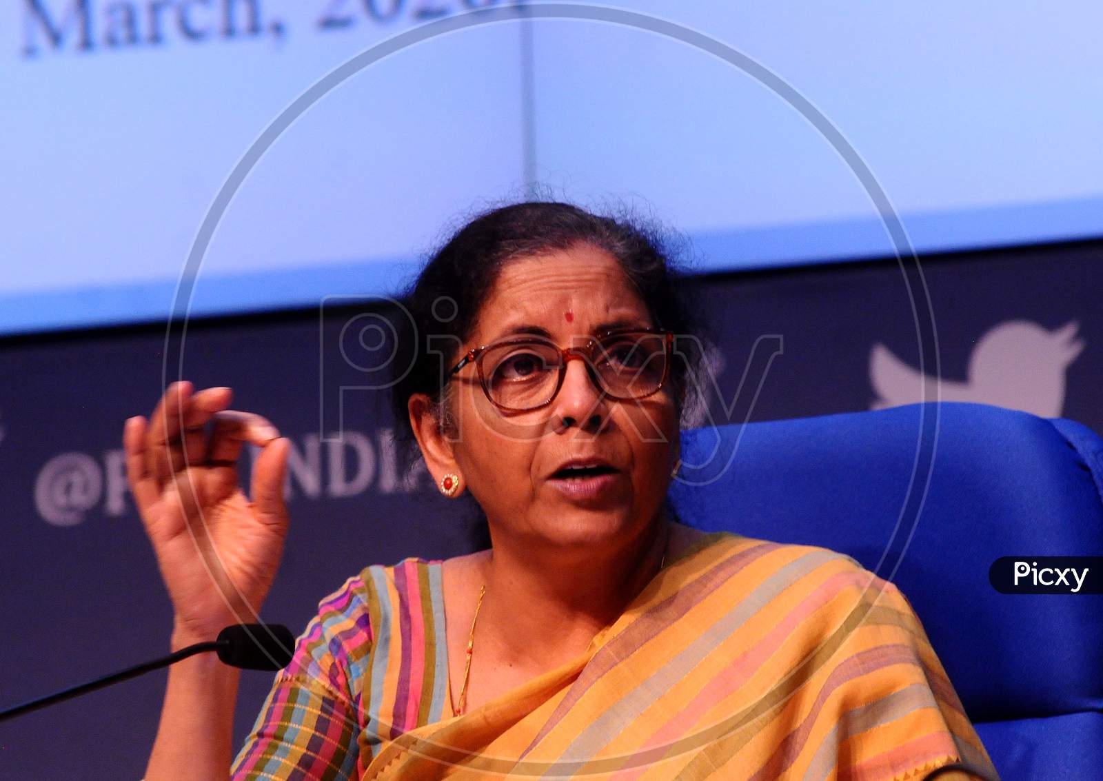 India's Finance Minister Nirmala Sitharaman Speaks During A Press Conference In  Delhi, India On May 14, 2020.
