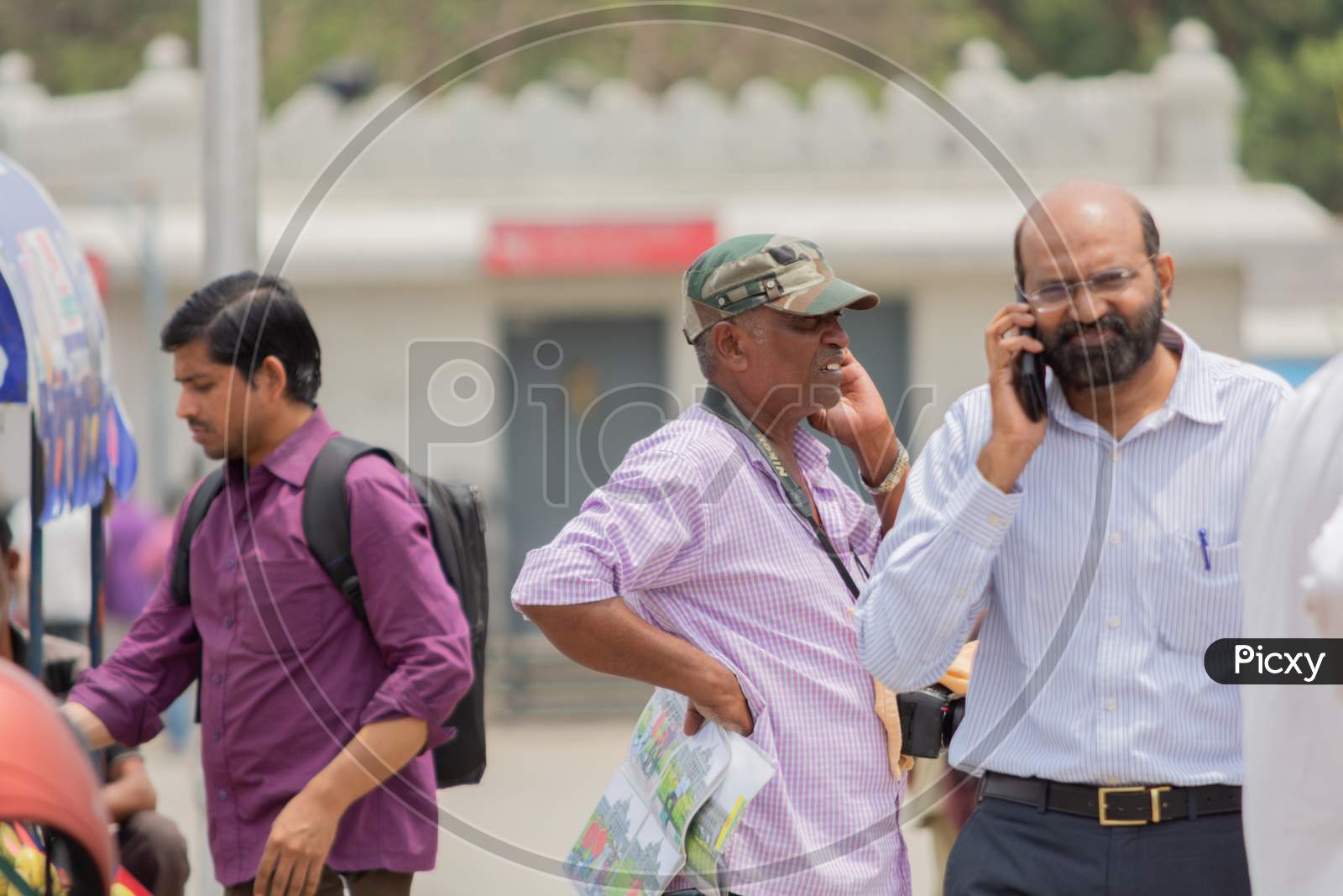 Bangalore, Karnataka India-June 04 2019 : People Busy In Talking At Moble Phone Or Cellphone At Bengaluru, Karntaka