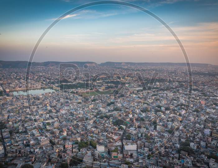 Pink City Or Jaipur City View From Nahargarh Fort, A Spectacular View From Above