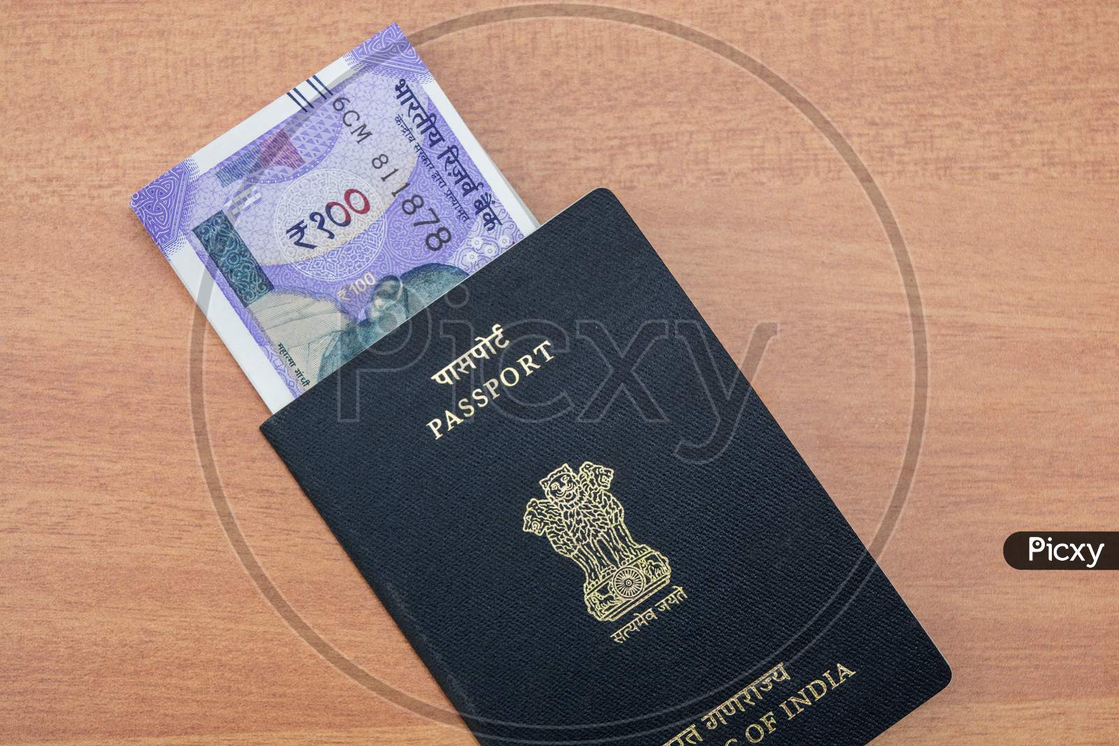 Image Of Indian Passport And New Indian Paper Currency