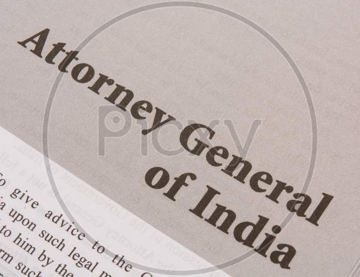 Attorney General Of India Printed On Black And White Paper