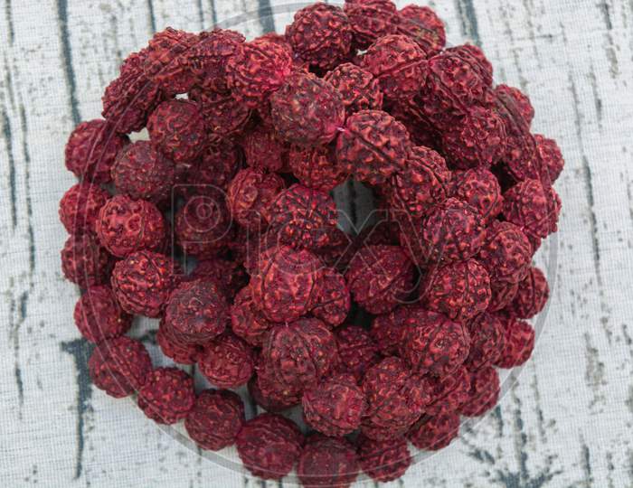 A Rudraksha Mala Is The Seed Of The Eliocarpus Ganitrus Tree Used As Prayer Beads In Hinduism Especially Shaivism .