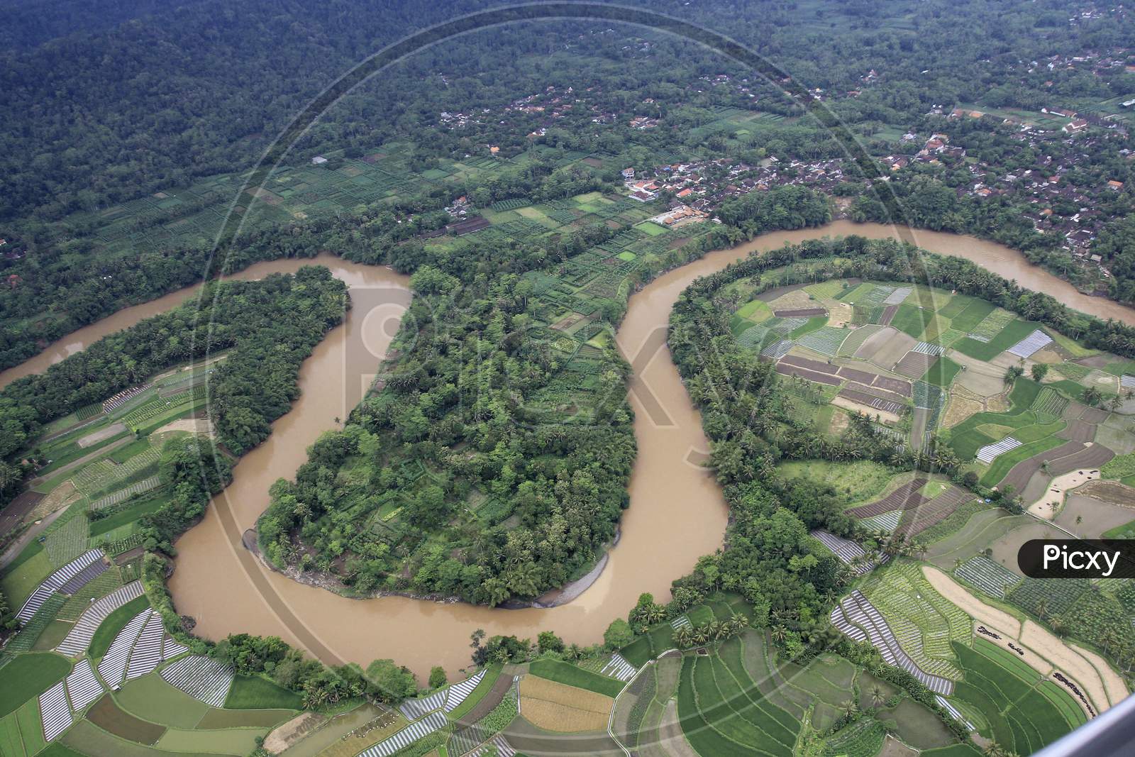 Kulonprogo landscapes is still green, natural harmony between the Progo river and the rice fields