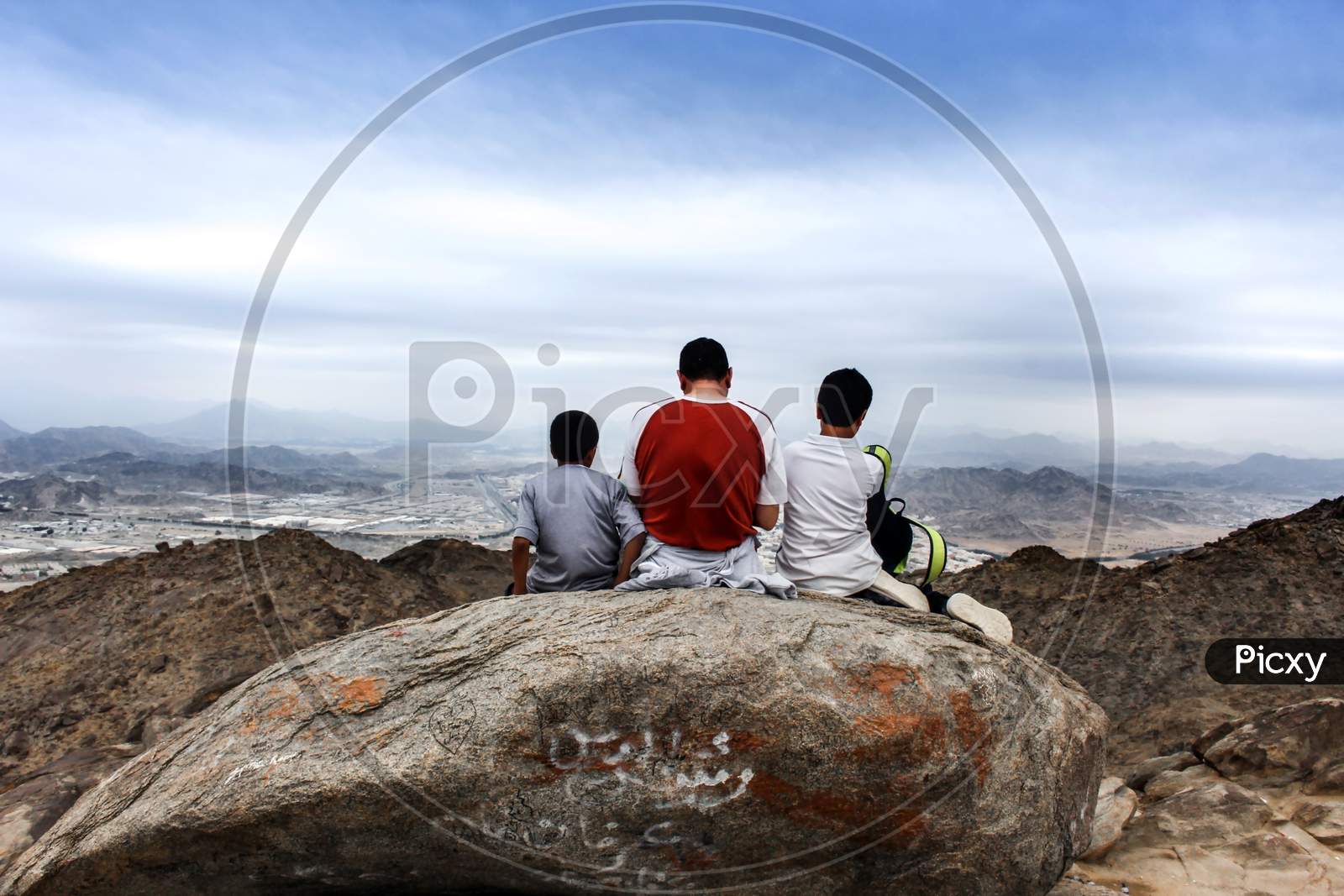 People Watching Scenery Top Mountain