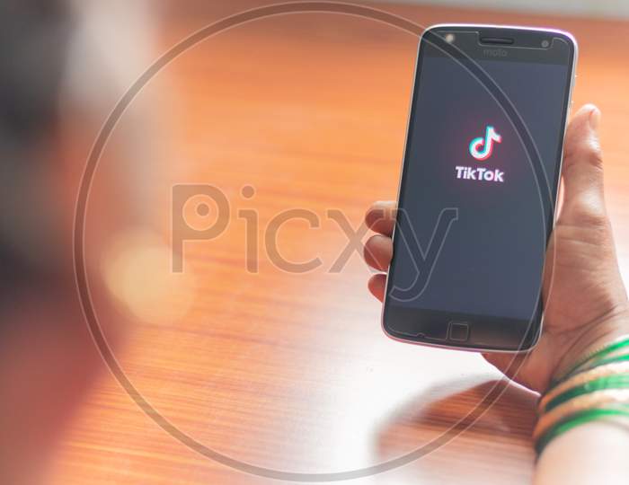 Tiktok Application On A Mobile Phone