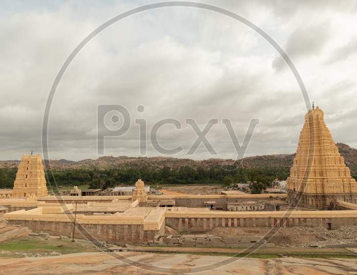 Virupaksha Hindu Temple Gopuram Captured From Hemakuta Hill