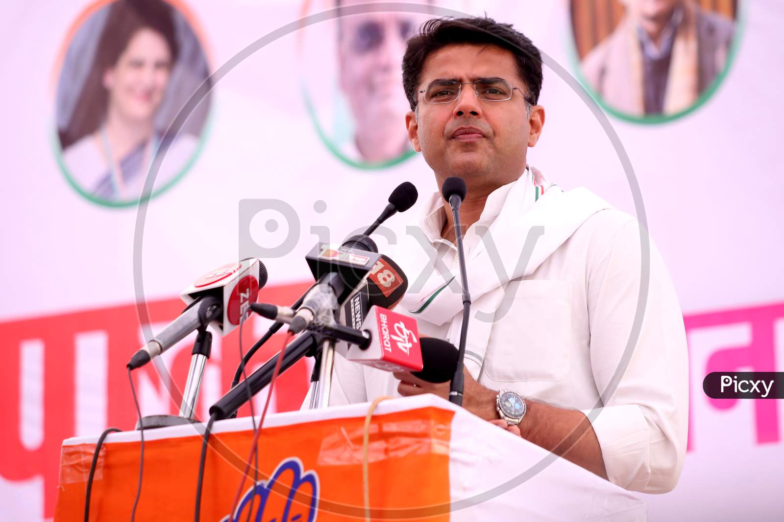 Rajasthan Deputy Chief Minister & State Congress President Sachin Pilot participate in a campaign rally ahead of Lok Sabha Elections in 2019, Pushkar, Rajasthan