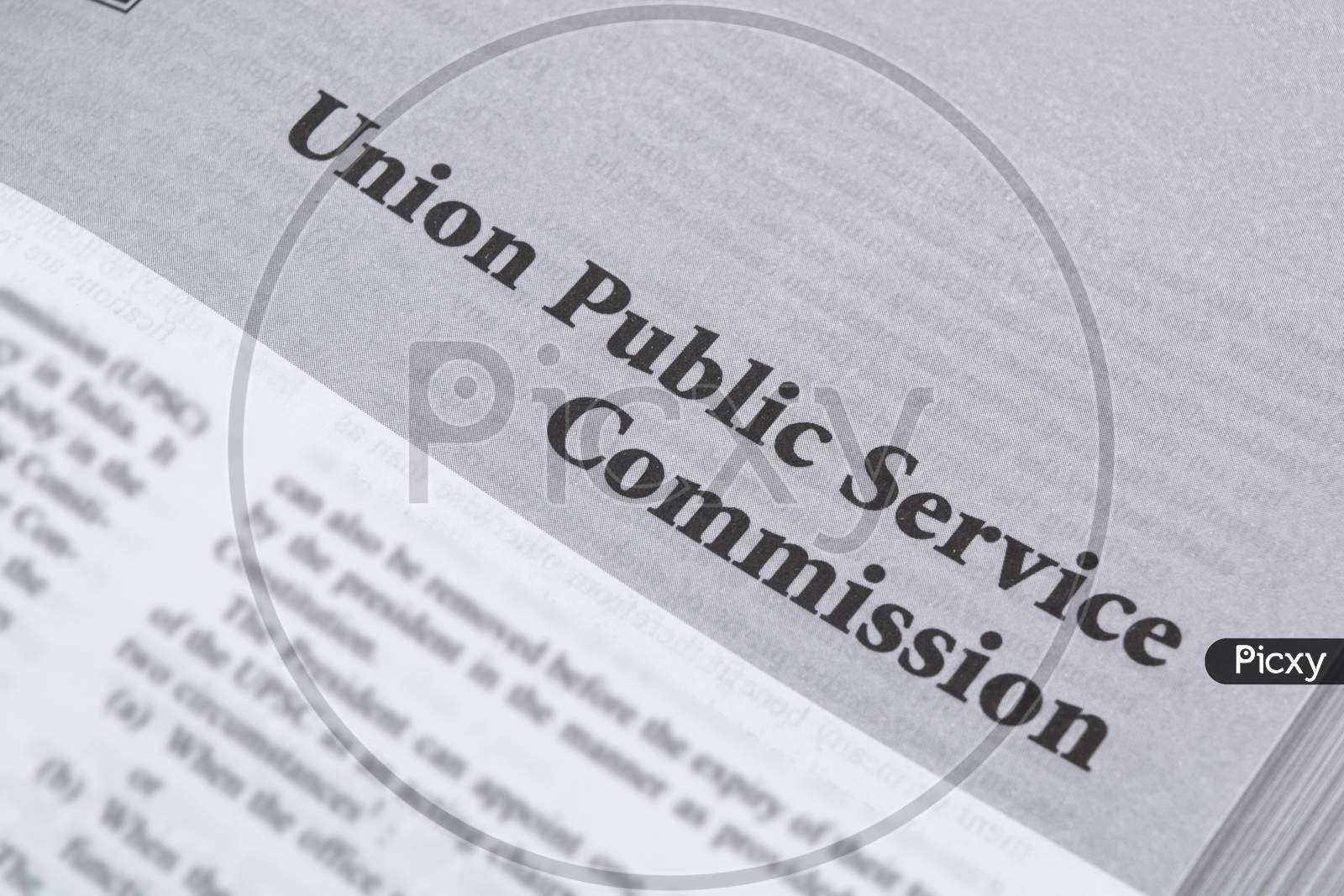 Union Public Service Commission Printed In Book With Large Letters.