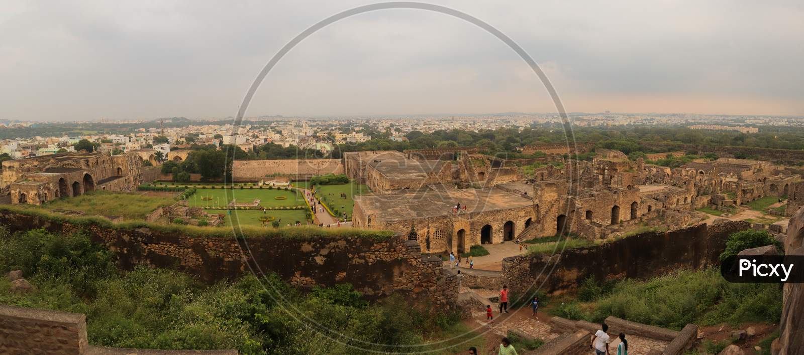 Hyderabad, India - October 12,2019 - Top Panoramic View Of Historic Golkonda Fort In Hyderabad, India