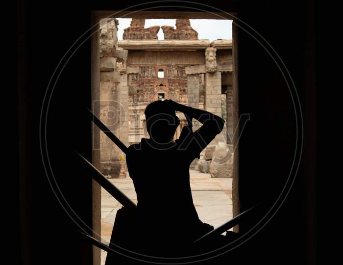 Hampi, India July 9, 2019 : Photographer Capturing The Photo Of Ruined Vittala Temple In Hampi, Karnataka, India
