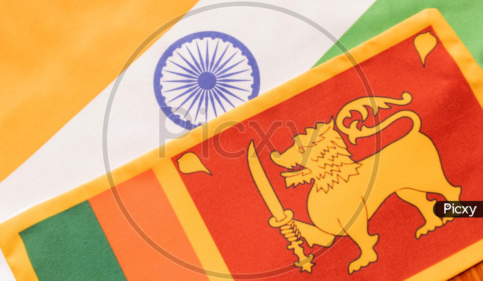 Concept Of Bilateral Relationship Between Two Countries Showing With Two Flags: India And Sri Lanka