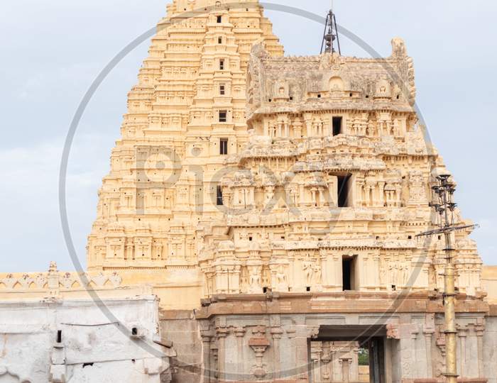 Hampi, India July 8, 2019 : Inner View Of Virupaksha Or Pampapati Temple At Hampi, Karnataka, India