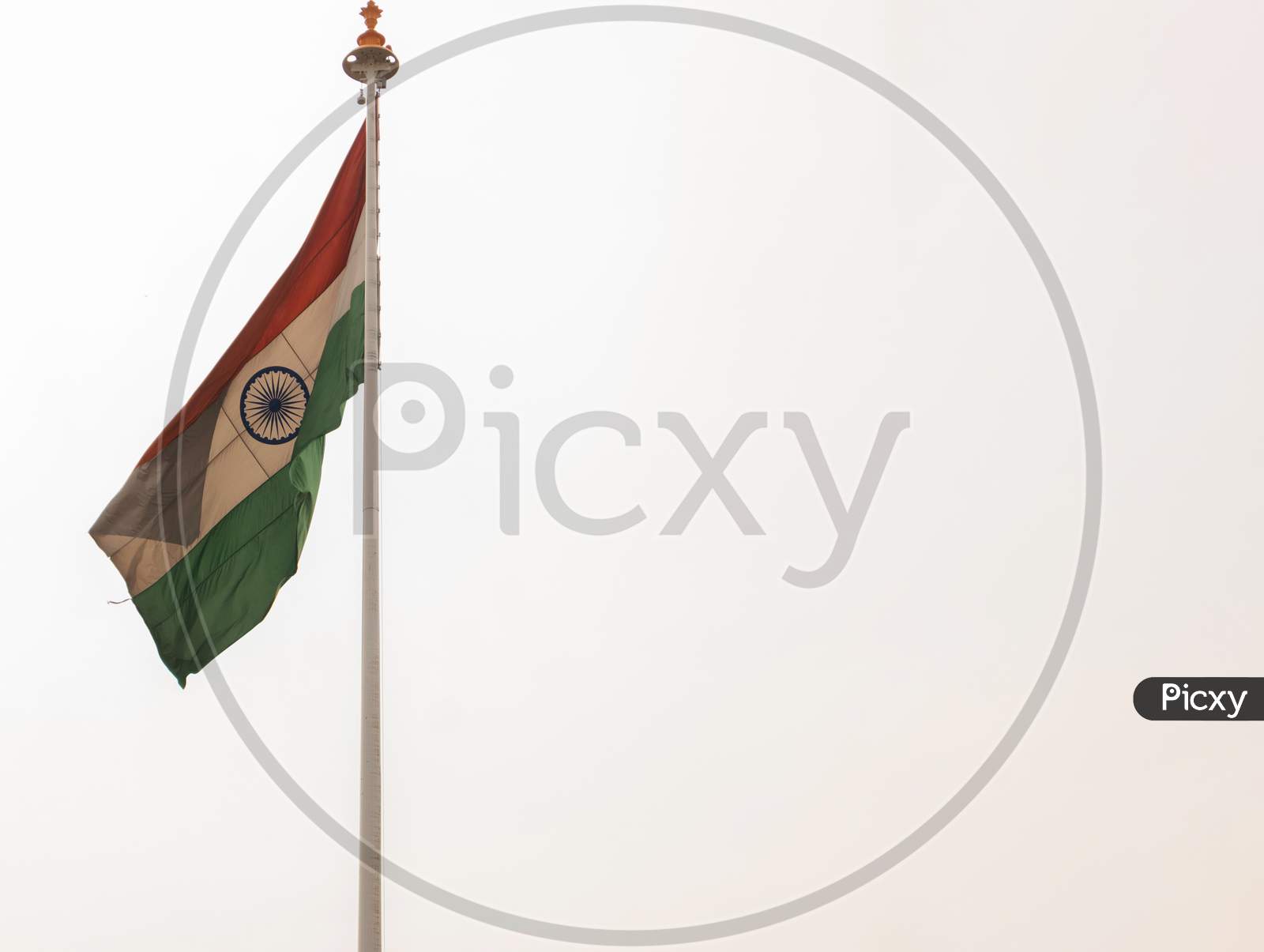 Real India Flag Waving At Railway Station.