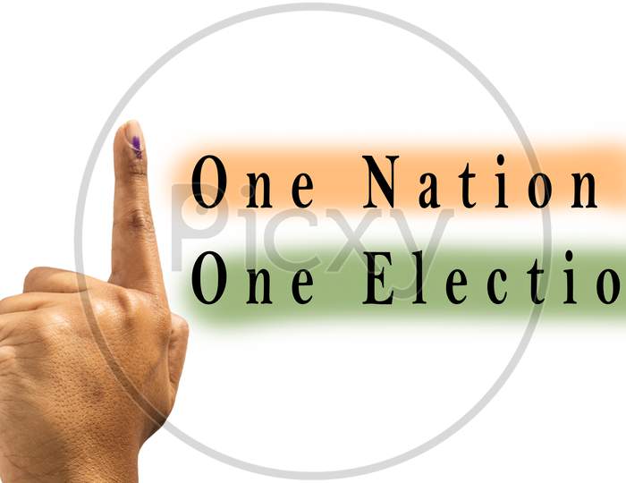 One Nation One Election With Hand Gesture Of Indian Election On Isolated Background