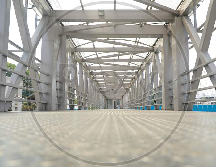 Low View Angle Steel Flyover Passage Way Or Bridge At Bengaluru, India