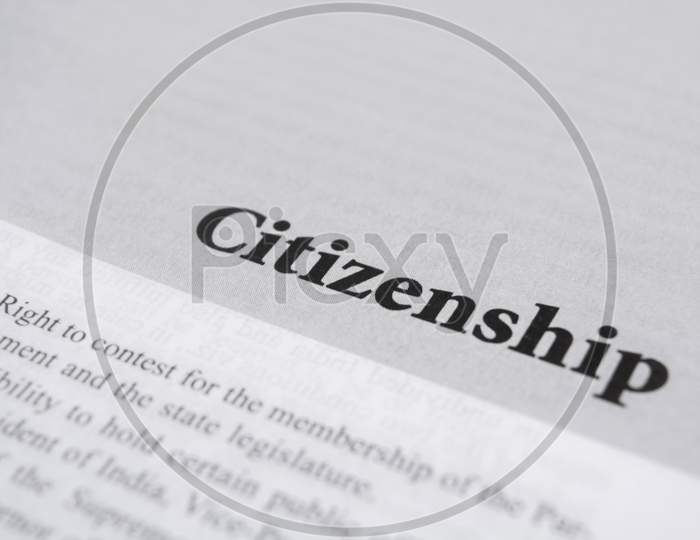 Citizenship Printed On Book With Large Letters.