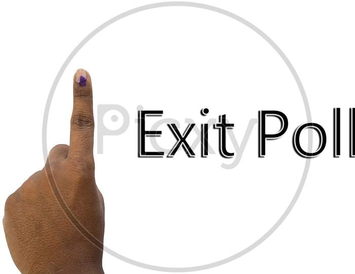Exit Poll And Hand Showing Of Indian Election Polling On Isolated Background