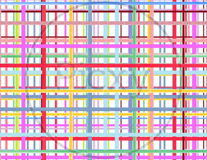 Vintage striped seamless pattern with multicolored crossing lines. Vector hand drawn plaid texture.