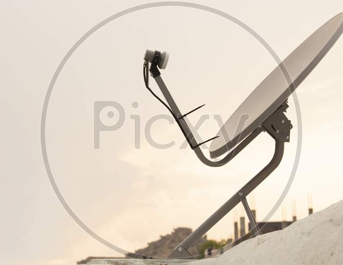 Installed Satellite Dish Or Dth Or Direct To Home Tv On The Roof