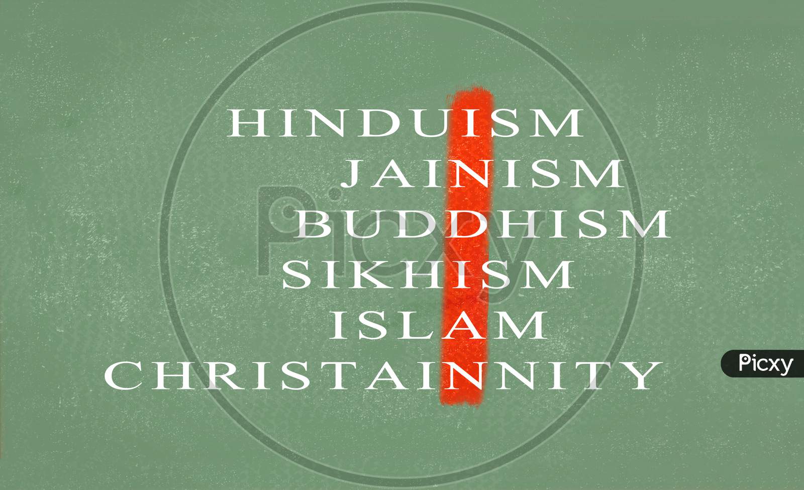 Concept Of Unity In Diversity Of India Showing With Different Religions On Green Chalkboard