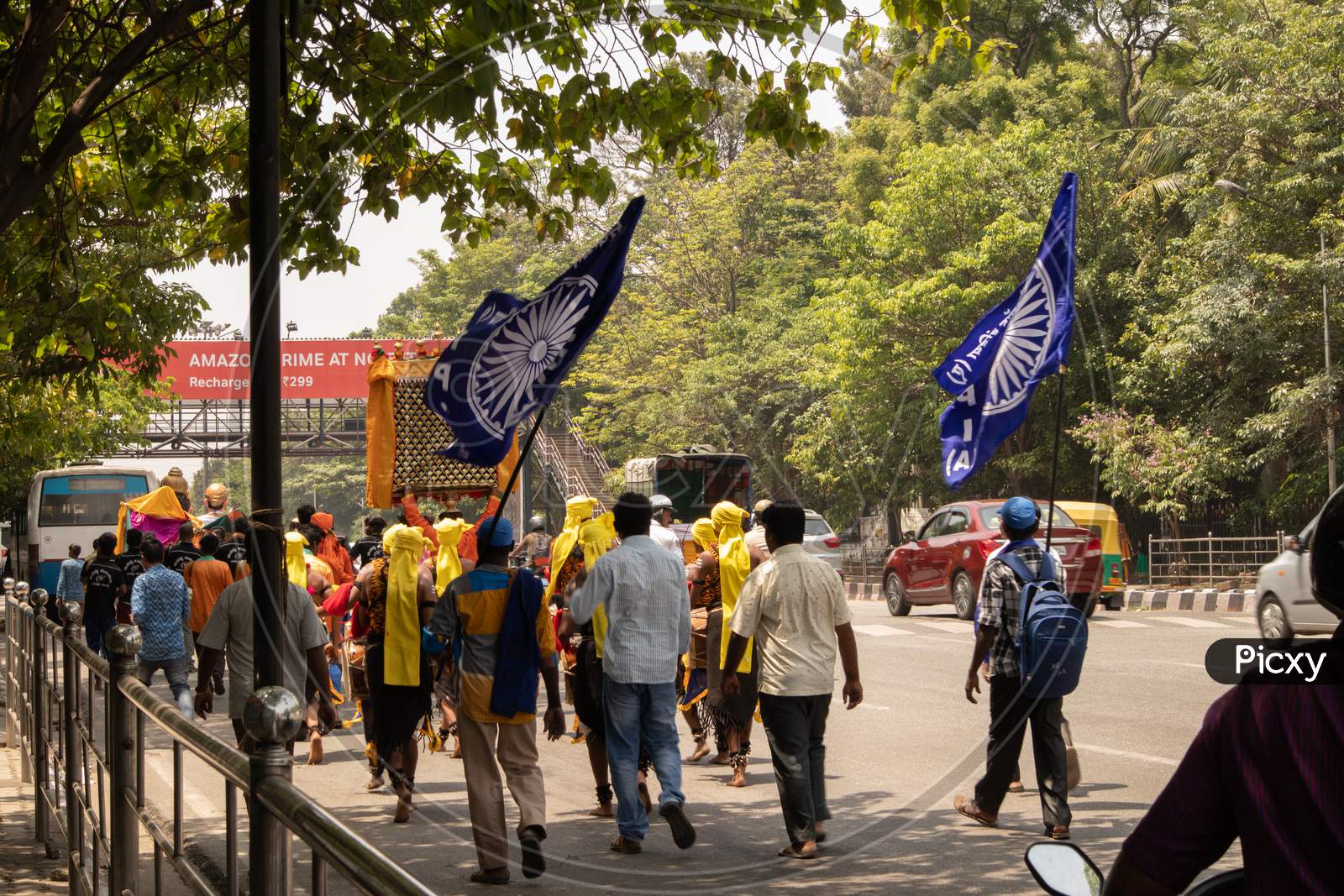 Bangalore, Karnataka India-June 04 2019 : Procession Of Samata Sainik Dal Moving Near Freedom Park Bengaluru, India