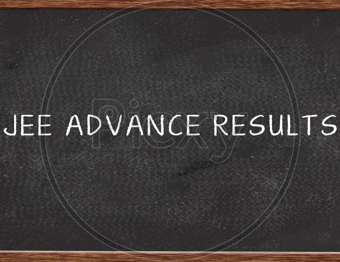 Jee Advanced Results Written On Black Chalk Board