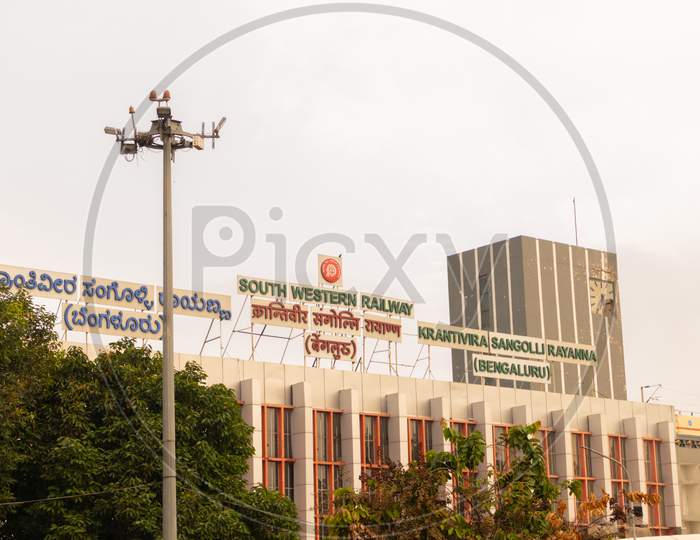 Bangalore India June 3, 2019 : Krantiveera Sangolli Rayanna Or South Western Railways Railway Station Building At Bengalore