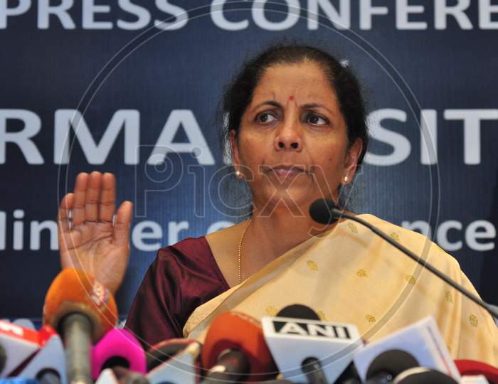 Nirmala Sitharaman, India's finance minister addressing a press conference in Guwahati, India, Feb 27, 2020.