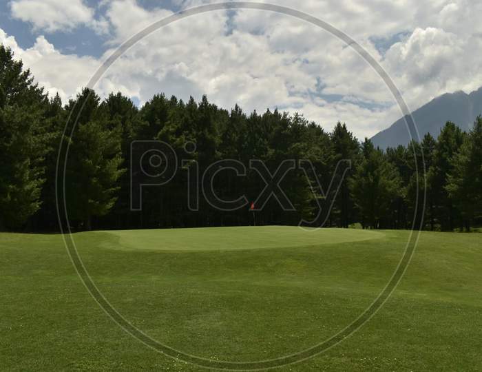 A Beautiful View Of Lush Green Golf Course At Pahalgam Kashmir,India.