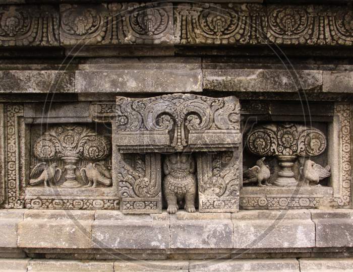 Hindu Motif Animals At Prambanan Hindu Temple