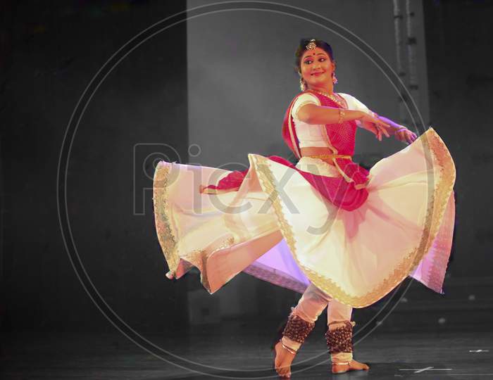 A young kathak dancer shows the beauty on December 14,2019 at Sevasadan hall,Bengaluru India