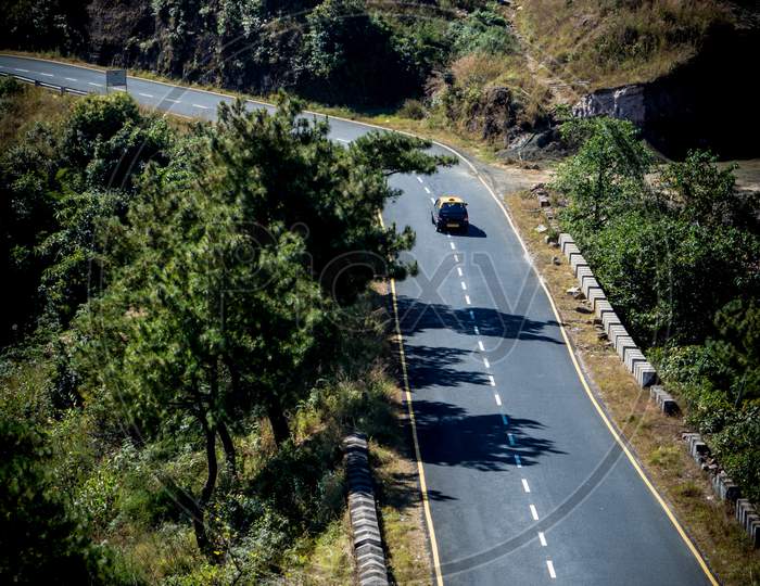 Curvy road on the mountains of Cherrapunjee. road from Shillong to Cherrapunjee in Meghalaya, north east India.