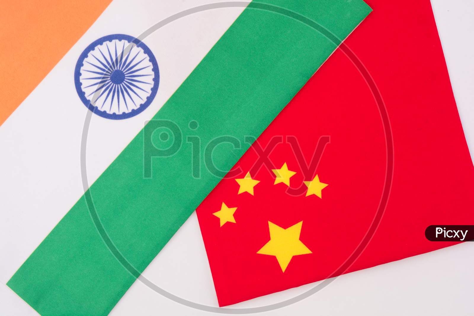 China And India Flag Together On Isolated Background