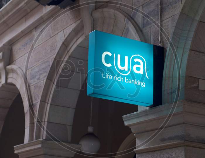 Illuminated Cua Bank Sign
