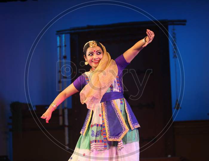 A young sattriya dancer shows the beauty on December 14,2019 at Sevasadan hall,Bengaluru India