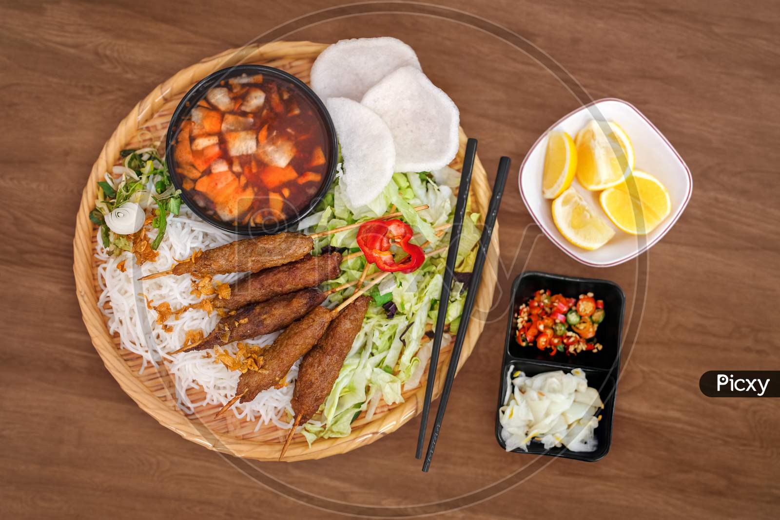 Vietnamese food Bun Nem Lui