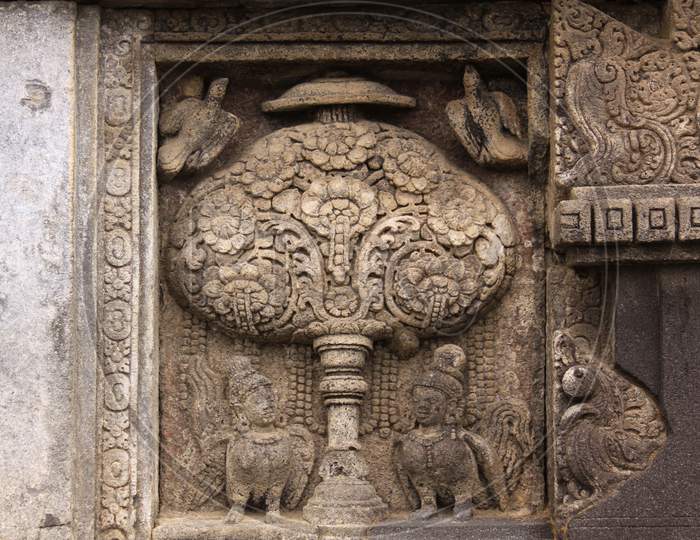 Hindu Motif Sculpture At Prambanan Hindu Temple