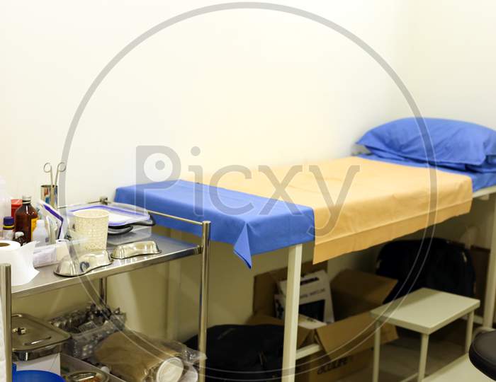 Emergency Room Bed In Clinic, Healthcare Center