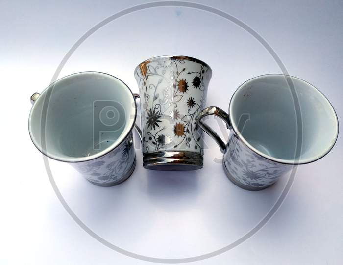 a white clay tea mug isolated on white background