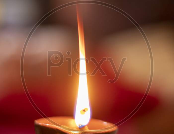 Glowing Clay Lamp Happy Diwali Festive Season